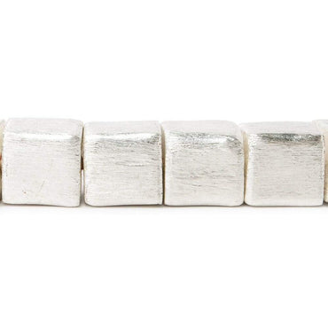 10mm Sterling Silver plated Copper Brushed Cube Beads 19 pieces (ONLINE ORDER ONLY)