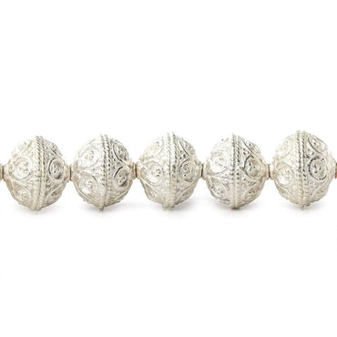 10mm Sterling Silver plated Copper Moroccan Roval Bead 8 inch 22 beads (ONLINE ORDER ONLY)