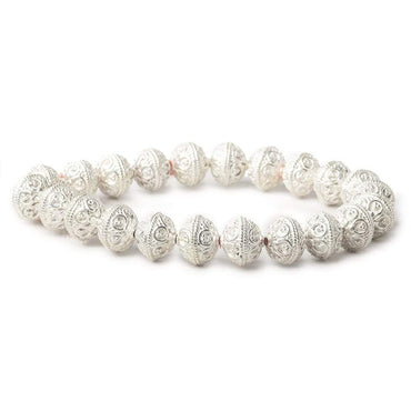 10mm Sterling Silver plated Copper Moroccan Roval Bead 8 inch 22 beads (ONLINE ORDER ONLY)