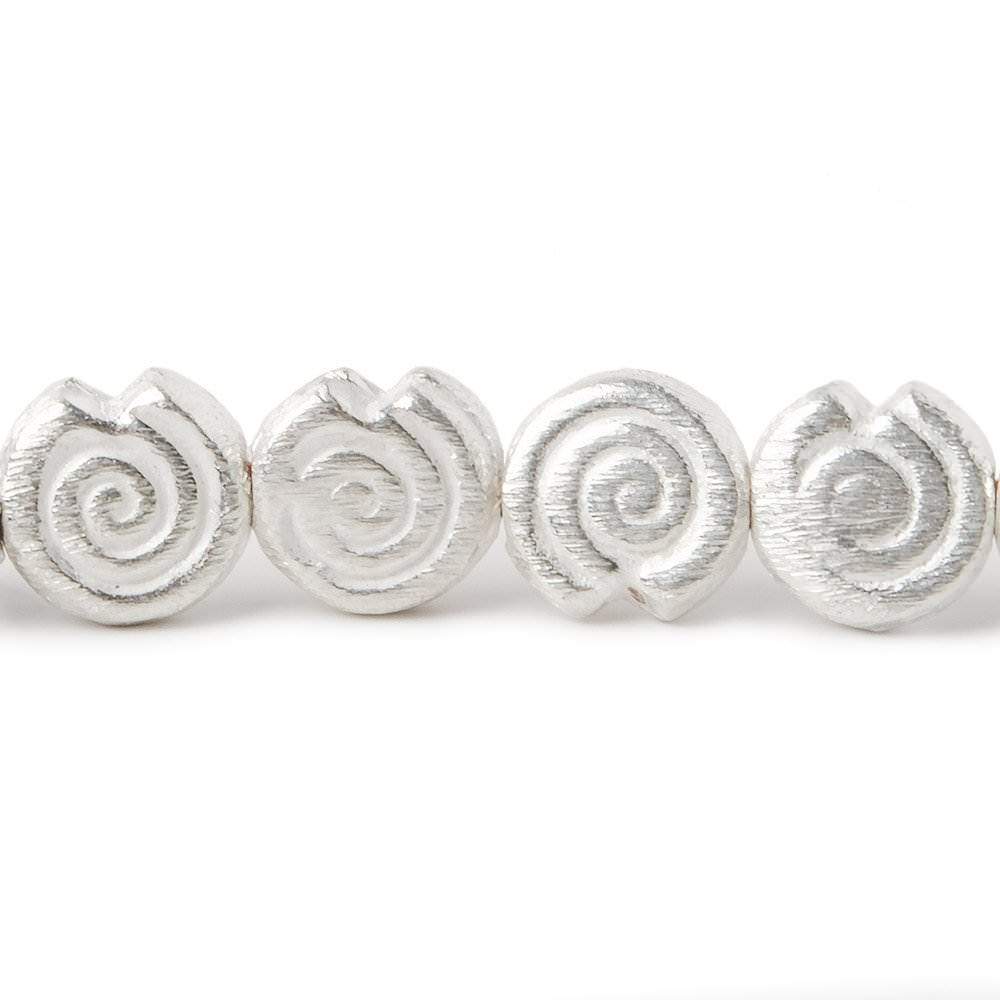 10mm Sterling Silver plated Copper Spiral Beads 8 inch  21 pieces (ONLINE ORDER ONLY)