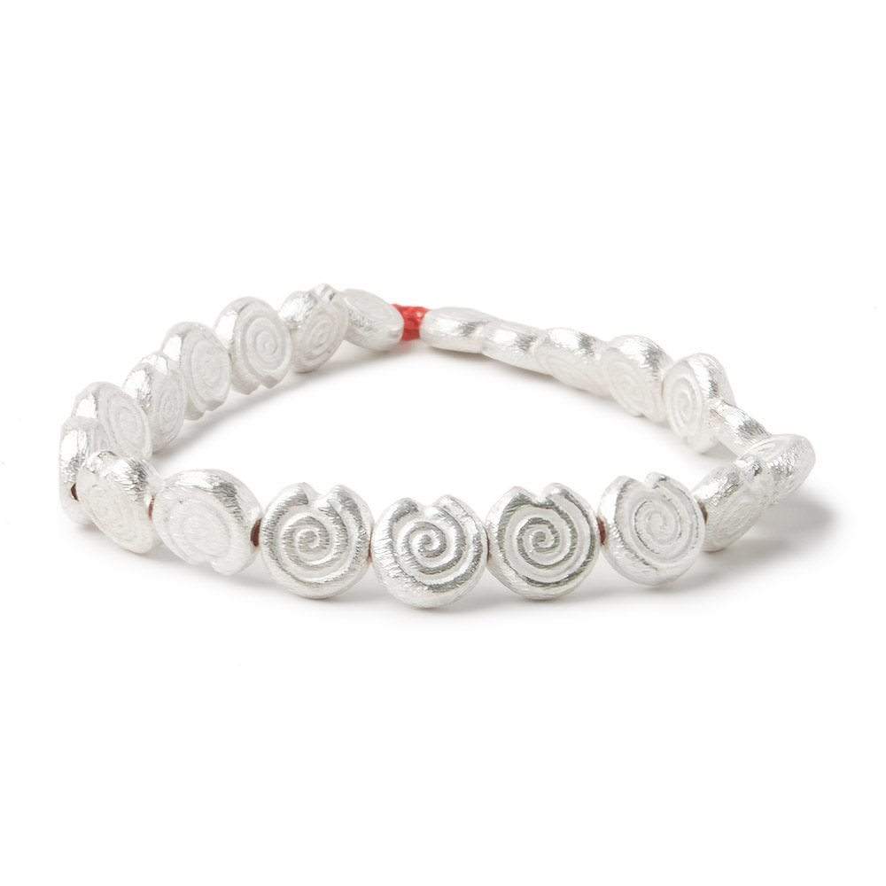 10mm Sterling Silver plated Copper Spiral Beads 8 inch  21 pieces (ONLINE ORDER ONLY)