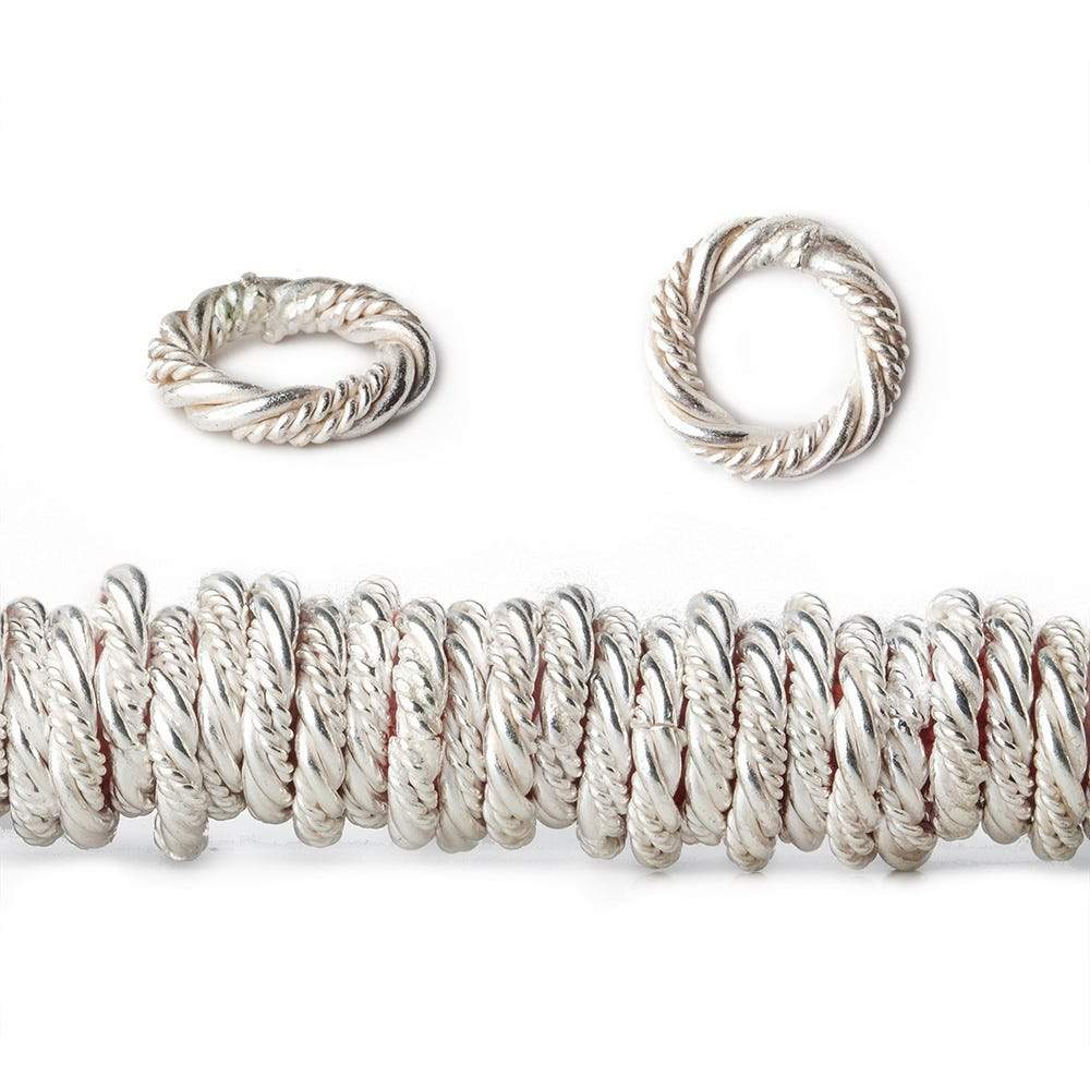 10mm Sterling Silver Plated Copper Twist and Plain Jumpring 8 inch 96 beads (ONLINE ORDER ONLY)