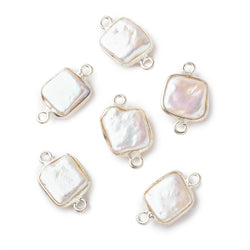 10mm Sterling Silver Rose White Square Pearl Connector 1 piece (ONLINE ORDER ONLY)