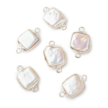 10mm Sterling Silver Rose White Square Pearl Connector 1 piece (ONLINE ORDER ONLY)