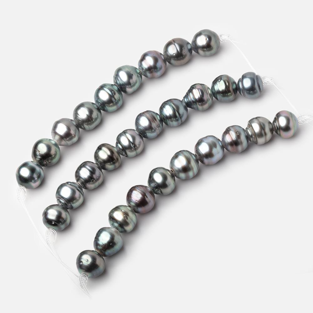 10mm Tahitian 2mm Large Hole Saltwater Pearls 4 inch 9 Beads A (ONLINE ORDER ONLY)