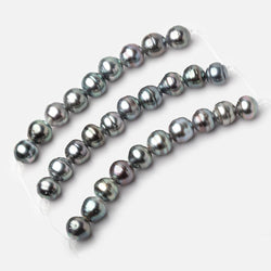 10mm Tahitian 2mm Large Hole Saltwater Pearls 4 inch 9 Beads A (ONLINE ORDER ONLY)