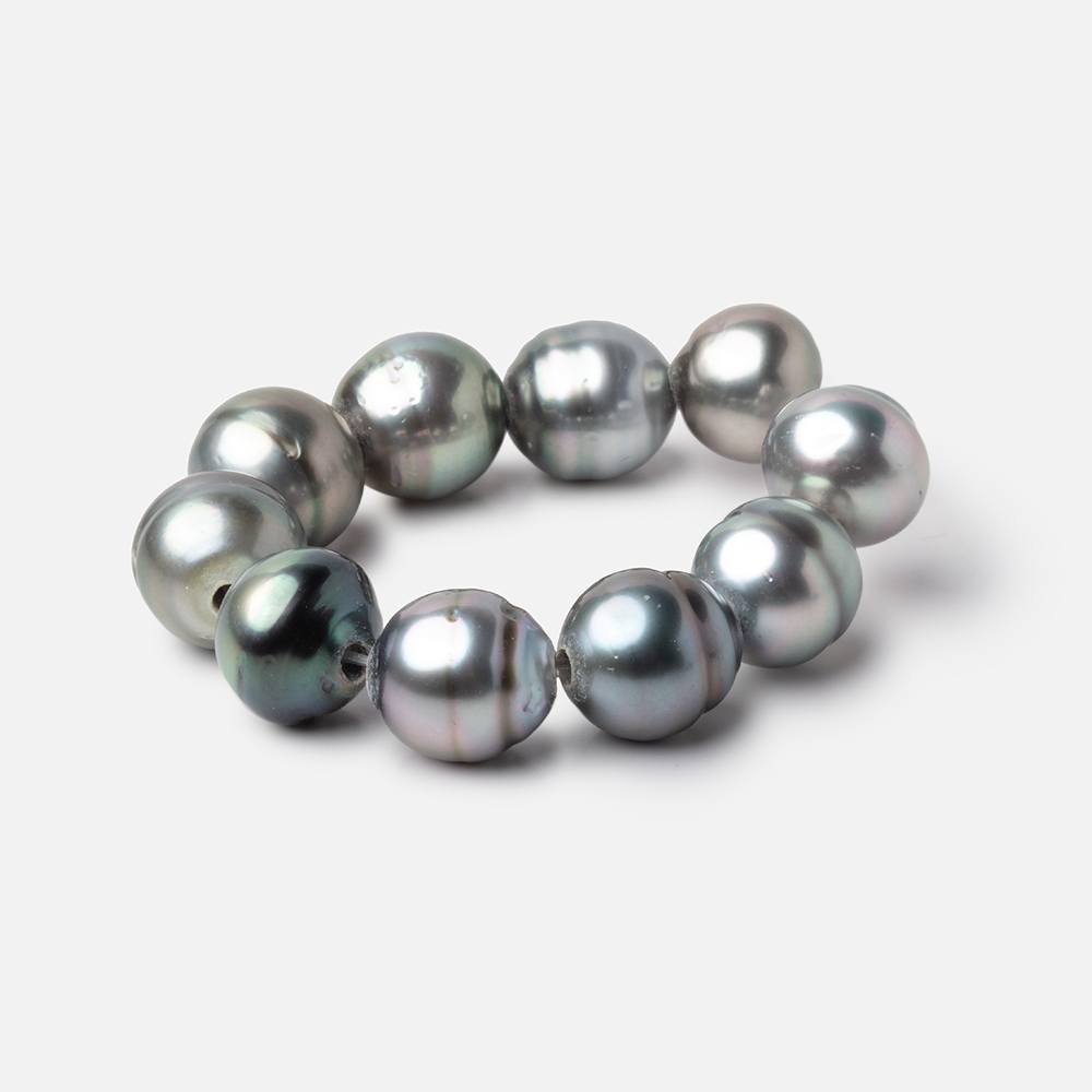 10mm Tahitian 2mm Large Hole Saltwater Pearls 4 inch 9 Beads A (ONLINE ORDER ONLY)