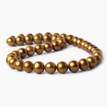 10mm Toffee Brown Off Round Freshwater Pearls 16 inch 42 pieces (ONLINE ORDER ONLY)