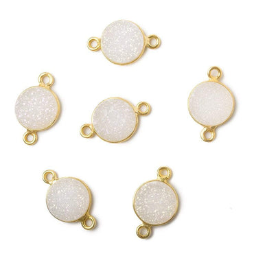 10mm Vermeil Bezel Mystic Pearl White Drusy Coin Connector 1 piece (ONLINE ORDER ONLY)