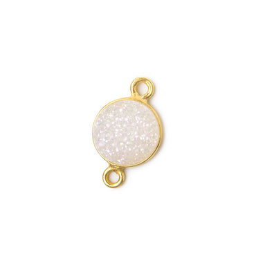10mm Vermeil Bezel Mystic Pearl White Drusy Coin Connector 1 piece (ONLINE ORDER ONLY)