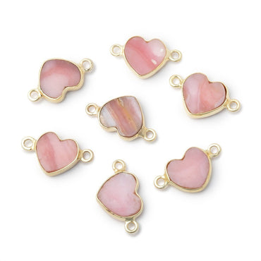 10mm Vermeil Bezel Pink Peruvian Opal Flat Heart 1 Connector (ONLINE ORDER ONLY)