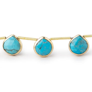 10mm Vermeil Bezel Turquoise Howlite Faceted Heart Beads 6.5 inch 10 pieces (ONLINE ORDER ONLY)