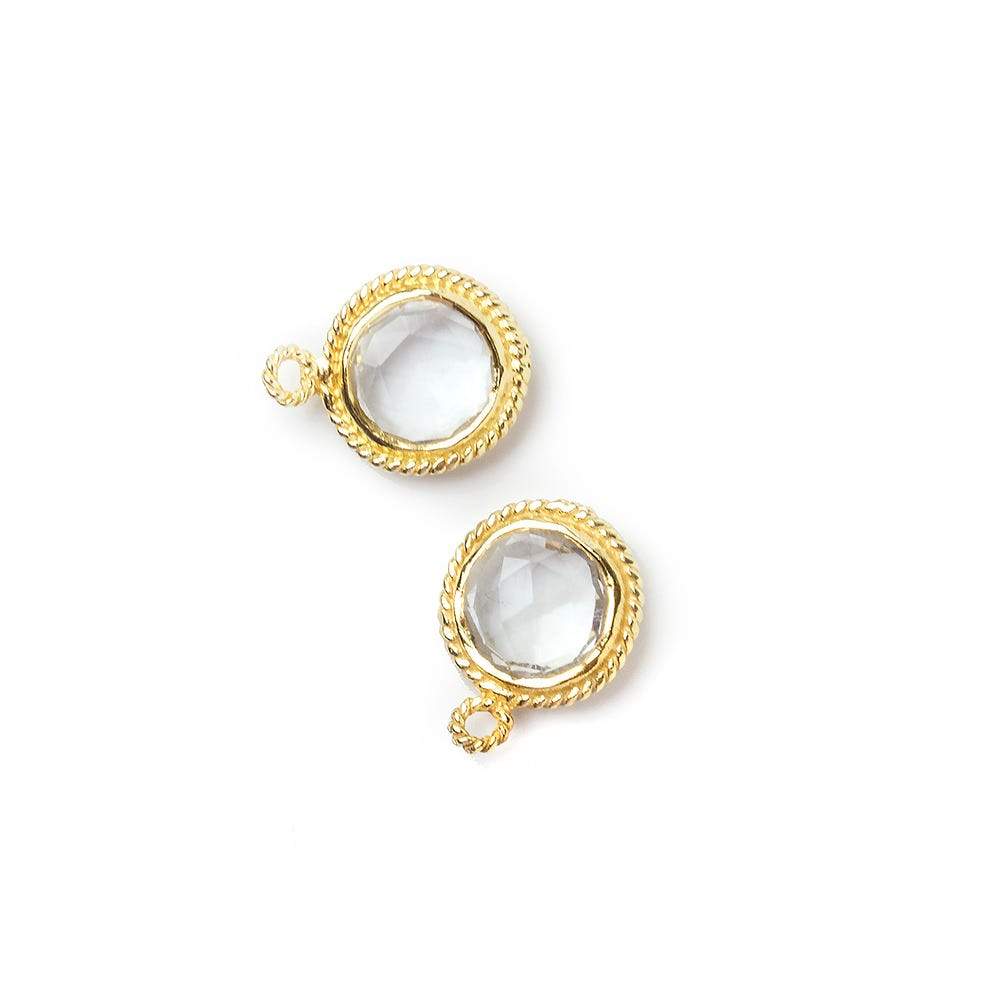 10mm Vermeil Rope Bezel Crystal Quartz Coin Pendant 1 piece (ONLINE ORDER ONLY)