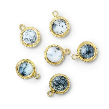 10mm Vermeil Rope Bezel Dendritic Opal Coin Pendant 1 piece (ONLINE ORDER ONLY)