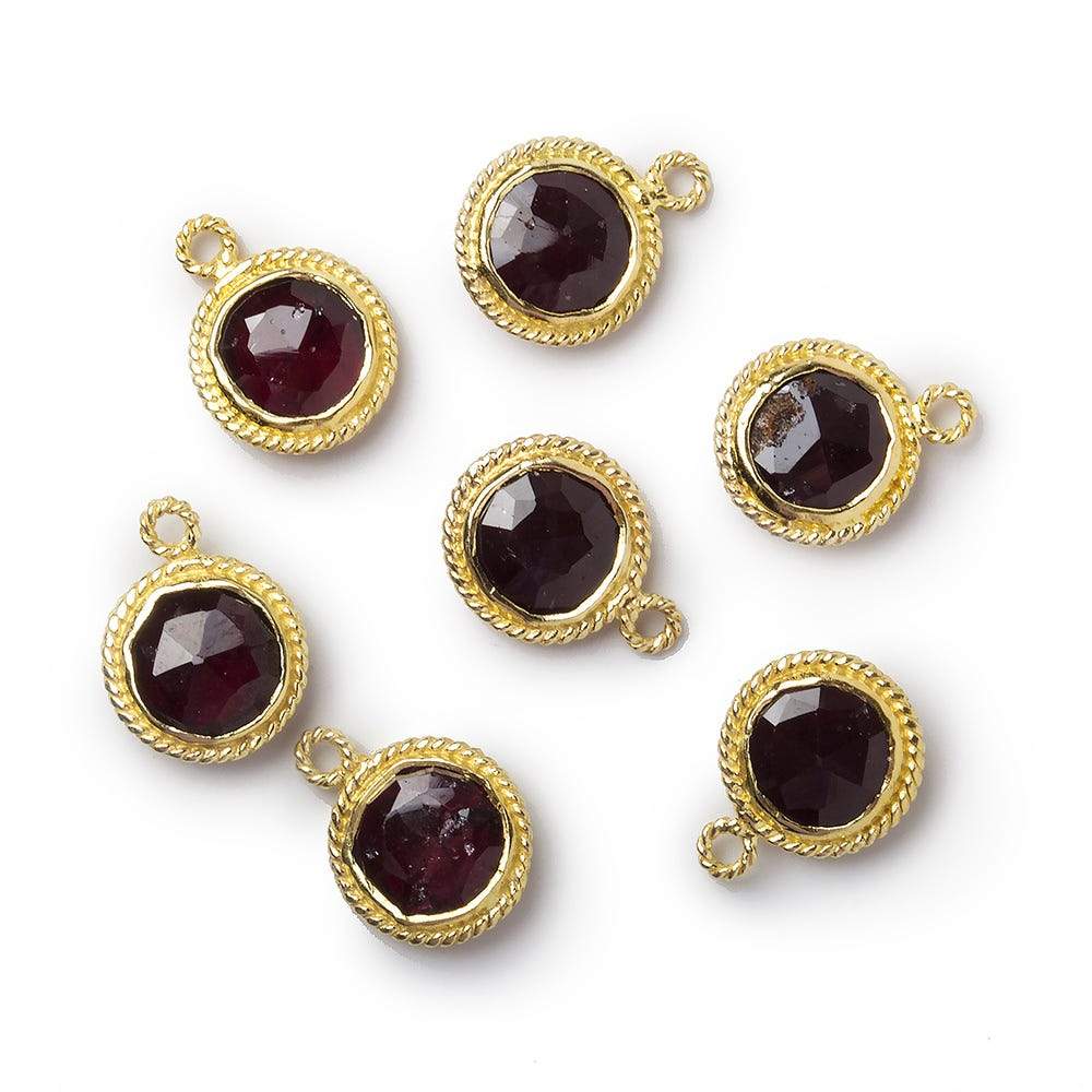 10mm Vermeil Rope Bezel Garnet Coin Pendant 1 piece (ONLINE ORDER ONLY)