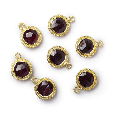 10mm Vermeil Rope Bezel Garnet Coin Pendant 1 piece (ONLINE ORDER ONLY)