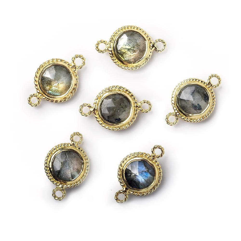 10mm Vermeil Rope Bezel Labradorite Coin Connector 1 piece (ONLINE ORDER ONLY)