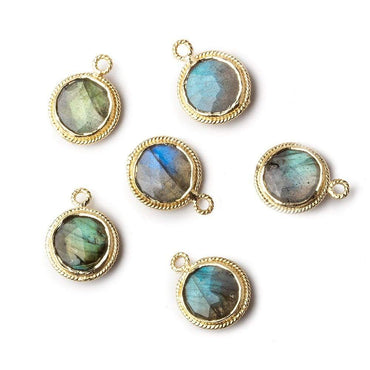 10mm Vermeil Rope Bezel Labradorite Coin Pendant 1 piece (ONLINE ORDER ONLY)