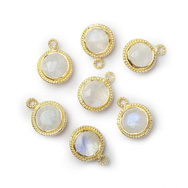 10mm Vermeil Rope Bezel Rainbow Moonstone Coin Pendant 1 piece (ONLINE ORDER ONLY)