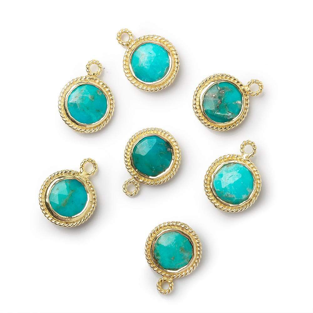 10mm Vermeil Rope Bezel Turquoise Coin Pendant 1 piece (ONLINE ORDER ONLY)
