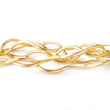 10mm x 1mm 22kt Gold Plated  Copper Curved Tube Beads 7.5 inch 20 pieces (ONLINE ORDER ONLY)