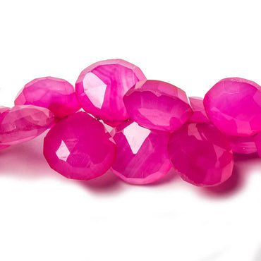 10x10-11.5x11.5mm Hot Lipstick Pink Chalcedony Faceted Heart Beads 8 inch 42 pieces (ONLINE ORDER ONLY)