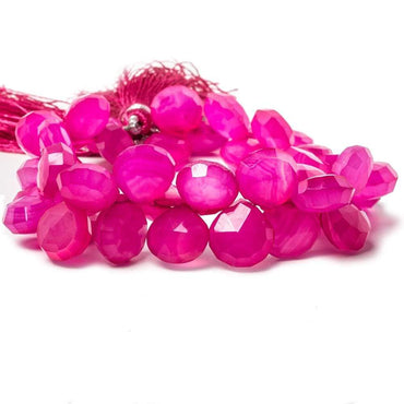 10x10-11.5x11.5mm Hot Lipstick Pink Chalcedony Faceted Heart Beads 8 inch 42 pieces (ONLINE ORDER ONLY)