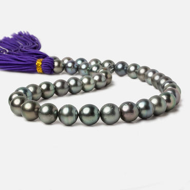 10x10-11.5x11.5mm Silver Peacock Tahitian Round Saltwater Pearls 16 inch 38 pieces A (ONLINE ORDER ONLY)