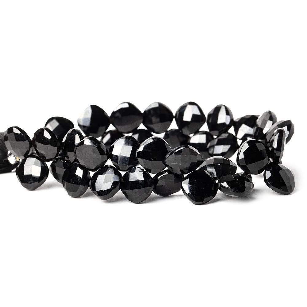 10x10-11x11mm Black Onyx corner drilled faceted pillow beads 8 inch 39 pieces AAA (ONLINE ORDER ONLY)