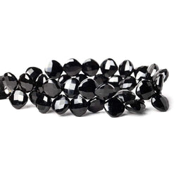 10x10-11x11mm Black Onyx corner drilled faceted pillow beads 8 inch 39 pieces AAA (ONLINE ORDER ONLY)