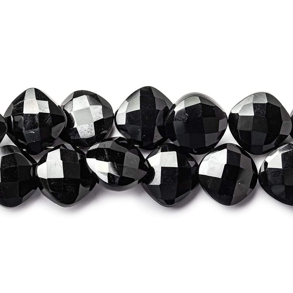 10x10-11x11mm Black Onyx corner drilled faceted pillow beads 8 inch 39 pieces AAA (ONLINE ORDER ONLY)