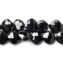 10x10-11x11mm Black Onyx corner drilled faceted pillow beads 8 inch 39 pieces AAA (ONLINE ORDER ONLY)