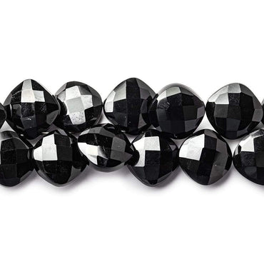 10x10-11x11mm Black Onyx corner drilled faceted pillow beads 8 inch 39 pieces AAA (ONLINE ORDER ONLY)