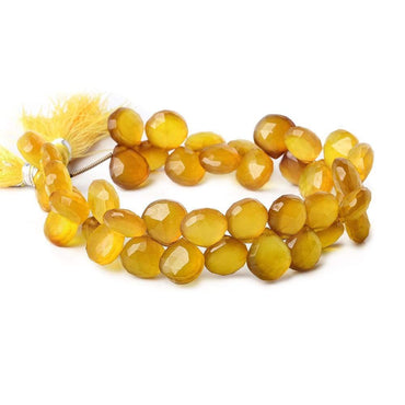10x10-11x11mm Butterscotch Yellow Chalcedony Heart Briolettes 8 inch 45 pcs (ONLINE ORDER ONLY)