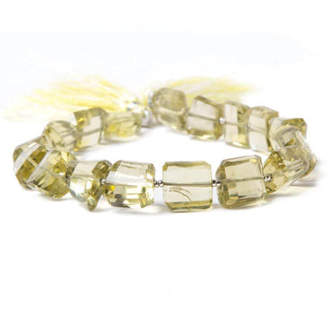 10x10-11x11mm Lemon Quartz step faceted nugget beads 8 inch 17 pieces (ONLINE ORDER ONLY)