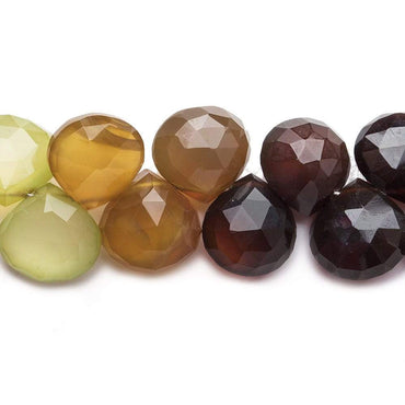 10x10-11x11mm Multi Color Chalcedony Faceted Hearts 8 inch 40 Beads (ONLINE ORDER ONLY)