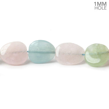 10x10-11x12mm Multi Beryl straight drilled plain flat nuggets 16 inch 34 large hole beads AA (ONLINE ORDER ONLY)