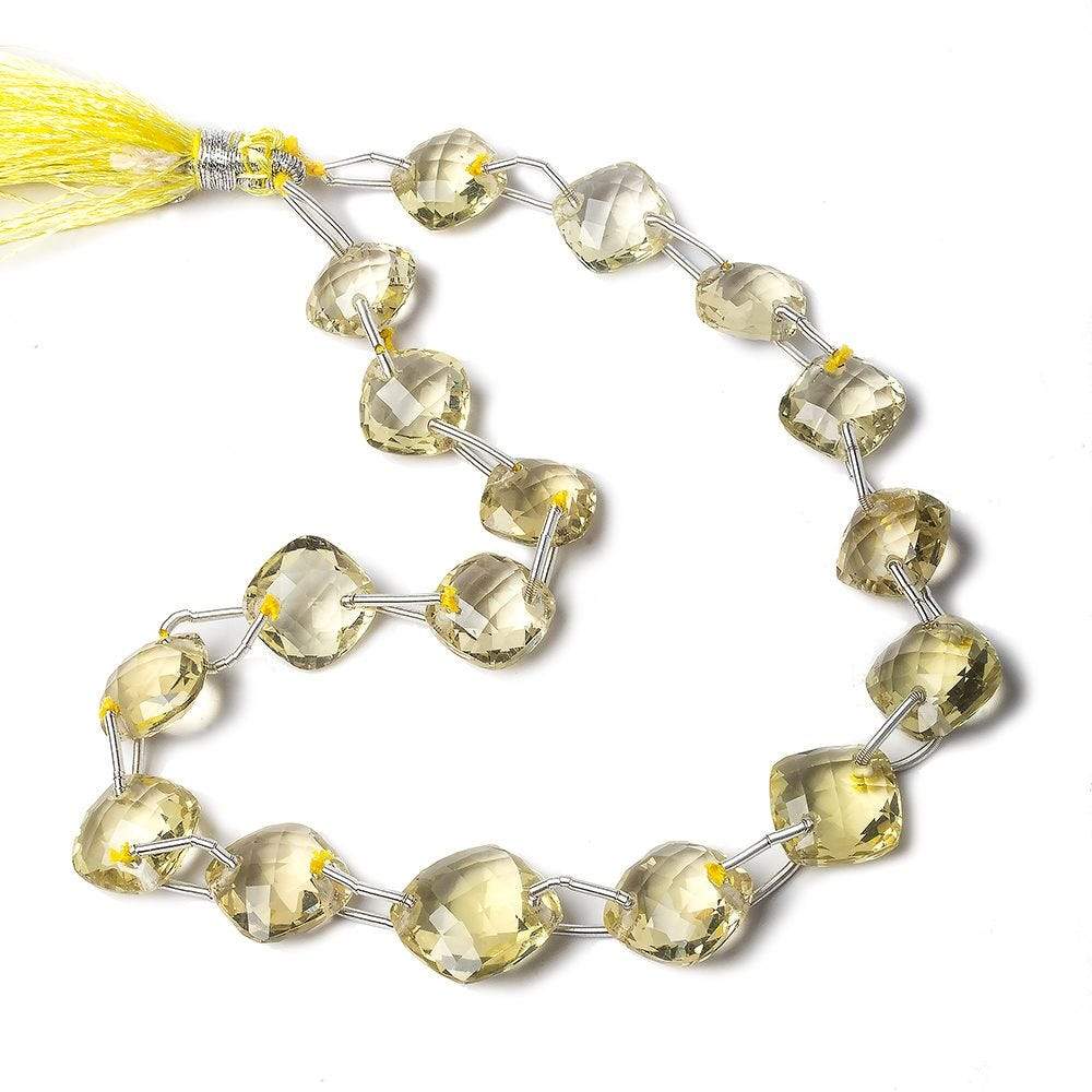 10x10-12x12mm Lemon Quartz double drill faceted pillow 13 inch 21 beads (ONLINE ORDER ONLY)