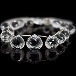 10x10-14.5x14.5mm Crystal Quartz Candy Kiss Briolette Beads 8 inch 15 pieces (ONLINE ORDER ONLY)