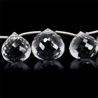 10x10-14.5x14.5mm Crystal Quartz Candy Kiss Briolette Beads 8 inch 15 pieces (ONLINE ORDER ONLY)