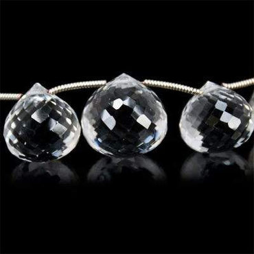 10x10-14.5x14.5mm Crystal Quartz Candy Kiss Briolette Beads 8 inch 15 pieces (ONLINE ORDER ONLY)