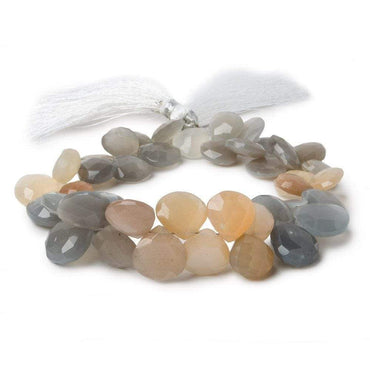 10x10-14x14mm Multi Color Moonstone faceted heart briolette 8.25 inch 43 Beads A (ONLINE ORDER ONLY)