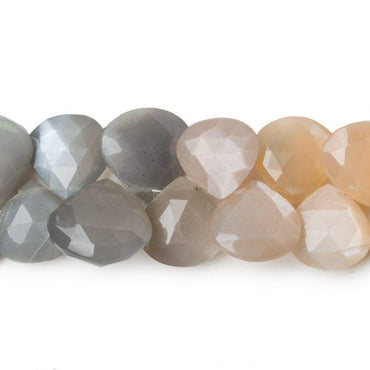 10x10-14x14mm Multi Color Moonstone faceted heart briolette 8.25 inch 43 Beads A (ONLINE ORDER ONLY)