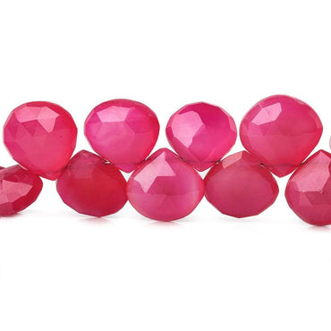 10x10-14x14mm Neon Pink Chalcedony faceted hearts 8 inch 32 beads (ONLINE ORDER ONLY)