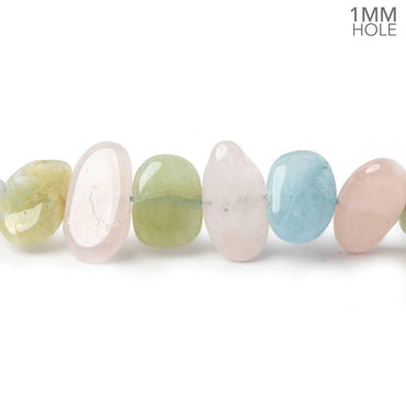 10x10-15x11mm Multi Beryl side drilled plain flat nuggets 16 inch 39 large hole beads AA (ONLINE ORDER ONLY)