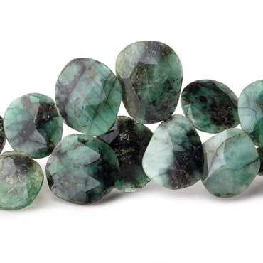 10x10-15x12mm Emerald Faceted Free Shape Beads 7.5 inch 38 pieces (ONLINE ORDER ONLY)