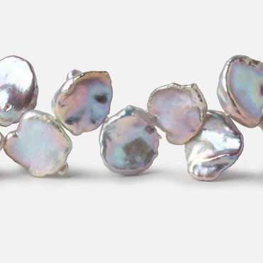 10x10-15x13mm Rose' Silver Top Drill Keshi Freshwater Pearls 15 inch 46 beads AAA (ONLINE ORDER ONLY)