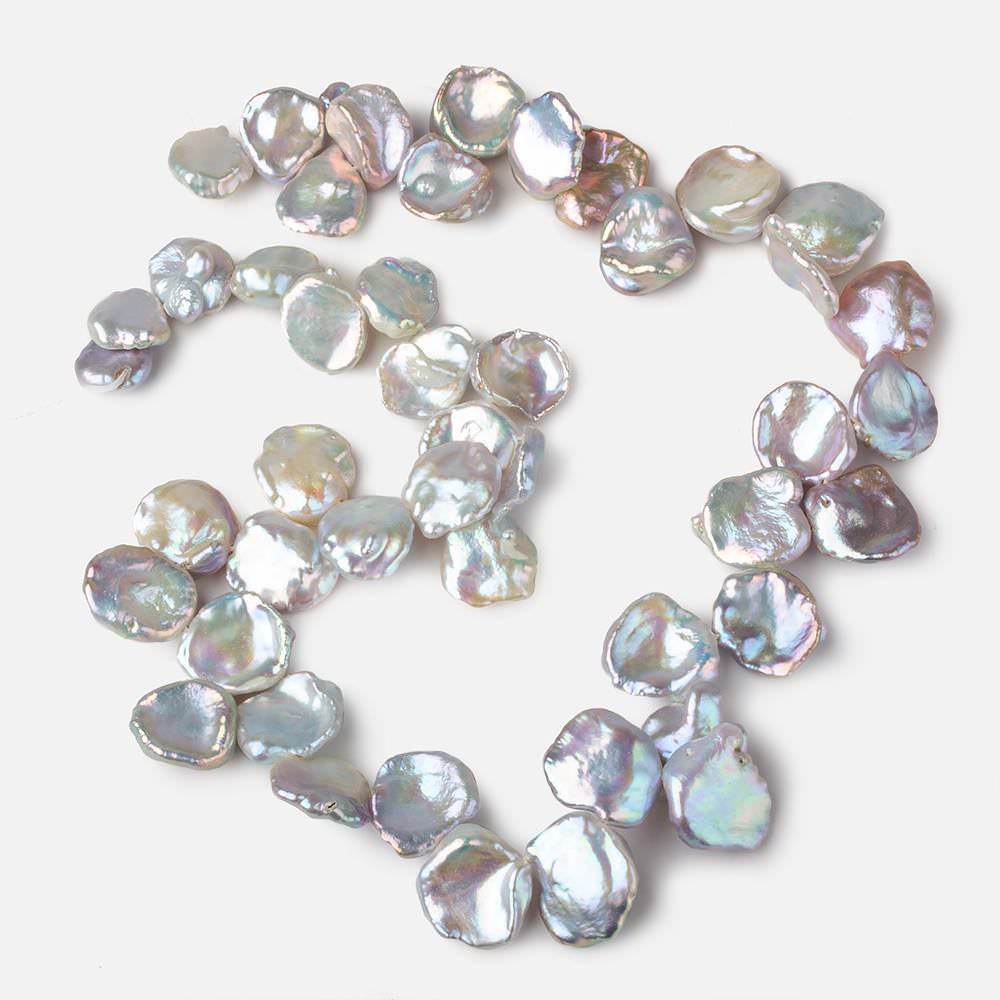 10x10-15x13mm Rose' Silver Top Drill Keshi Freshwater Pearls 15 inch 46 beads AAA (ONLINE ORDER ONLY)
