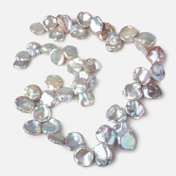 10x10-15x13mm Rose' Silver Top Drill Keshi Freshwater Pearls 15 inch 46 beads AAA (ONLINE ORDER ONLY)