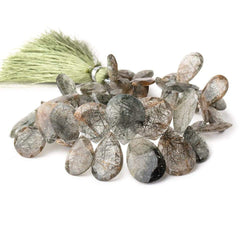 10x10-21x14mm Tourmalinated & Rutilated Faceted Pears & Hearts 8 inch 44 pcs (ONLINE ORDER ONLY)